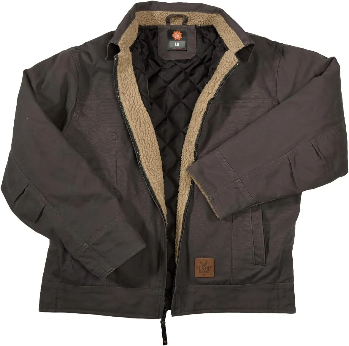 Flight Outfitters Men's Bush Pilot Rugged Weather-Resistant Outdoor Full Zip Bomber Jacket w/Quilted Lining & Sherpa Accents