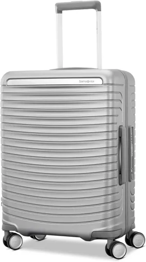 Framelock Max 21 Carry-On Hardshell Zipperless Luggage - Highly Secure Integrated Eazylock Mechanism - RightHeight Adjustable Handle System - 360 Spinner Wheels - Airline Approved - Glacial Silver
