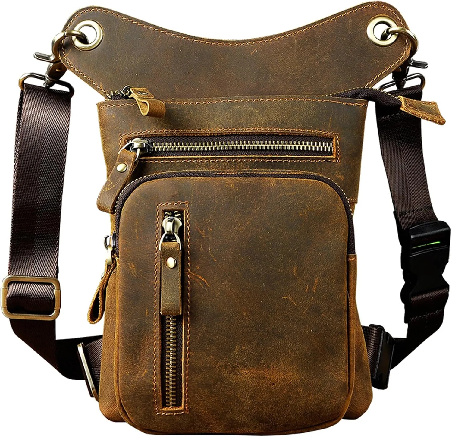 Genuine Leather Waist Pack Drop Leg Bag for Men Women Belt Bumbag Multi-Purpose Motorcycle Bike Outdoor Sporting Hicking Waist Hip Pack Messenger Shoulder Bags