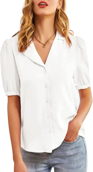 GRACE KARIN Womens Button Down Shirts Short Sleeve Long Sleeve Business Casual Tops V Neck Blouse