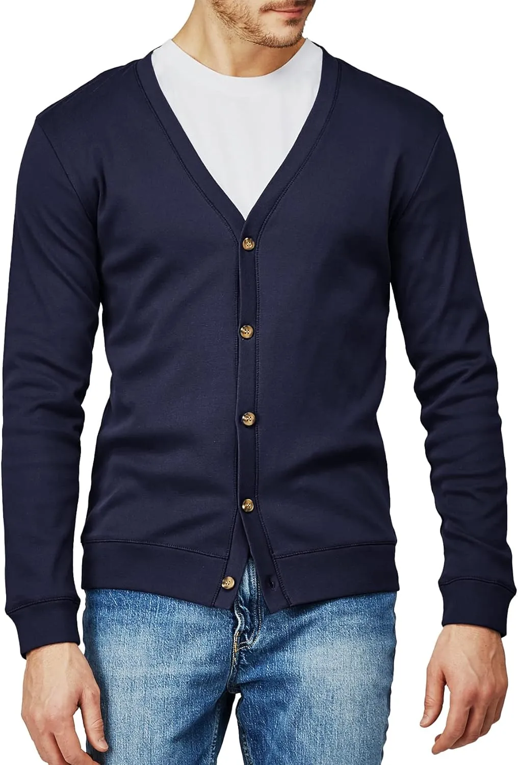 H2H Mens Casual Slim Fit Cardigans V-Neck Basic Designed Long Sleeve Button Down