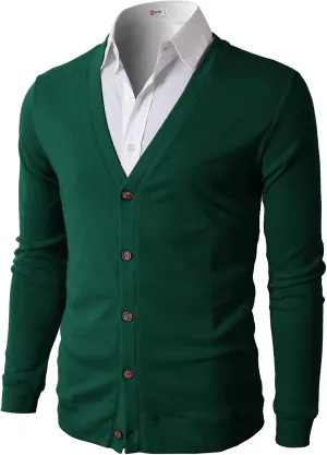 H2H Mens Casual Slim Fit Cardigans V-Neck Basic Designed Long Sleeve Button Down