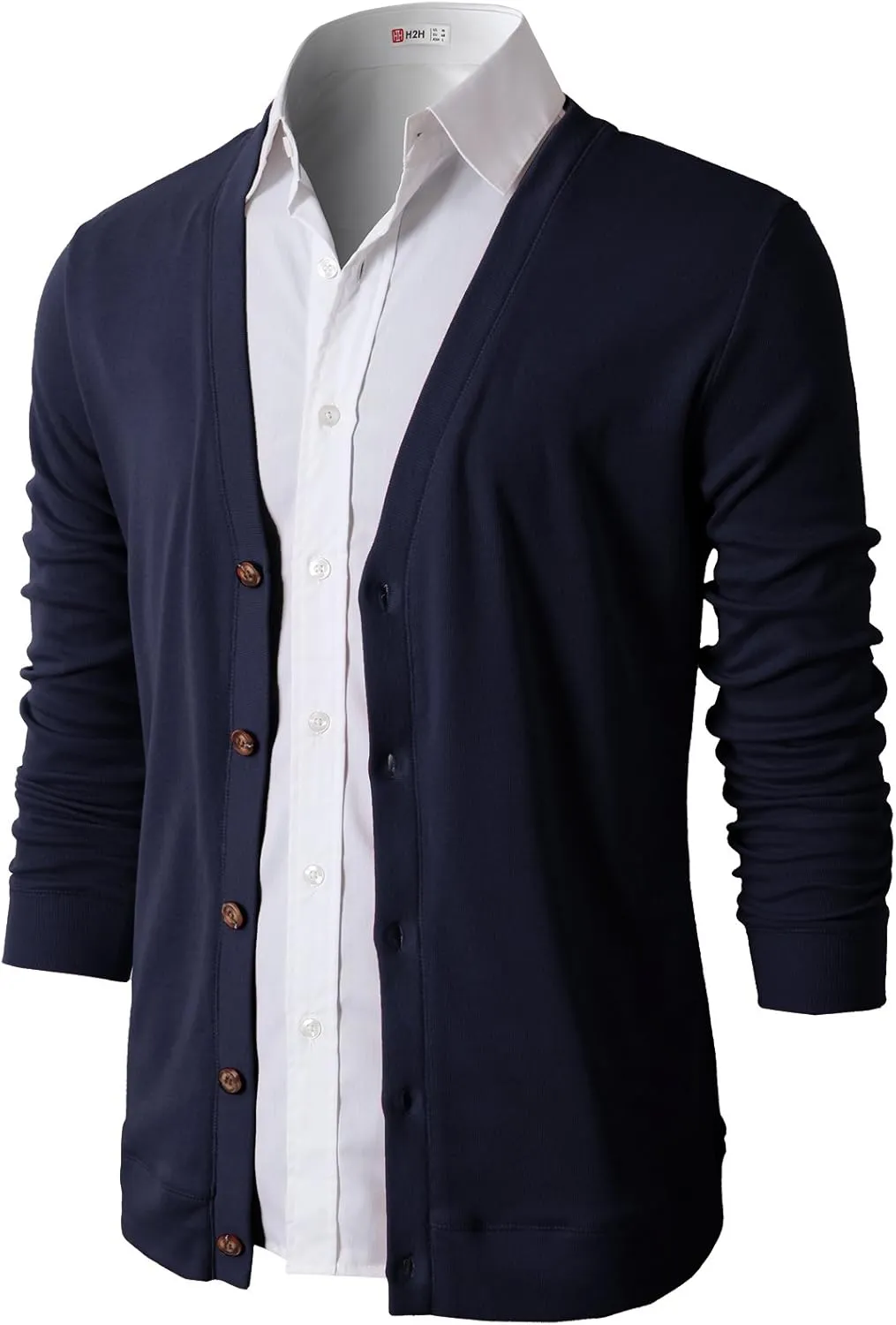 H2H Mens Casual Slim Fit Cardigans V-Neck Basic Designed Long Sleeve Button Down