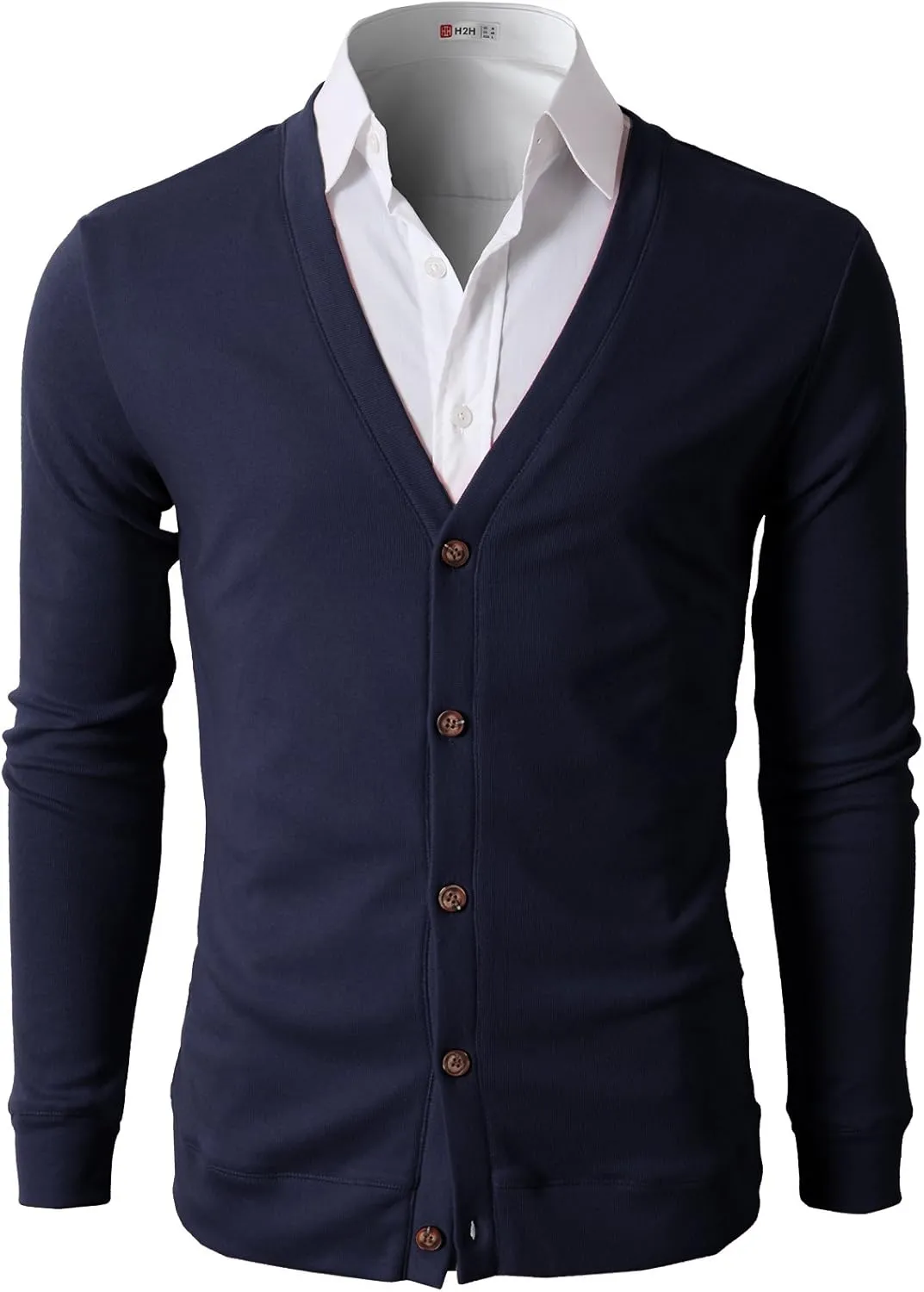H2H Mens Casual Slim Fit Cardigans V-Neck Basic Designed Long Sleeve Button Down