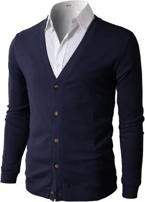 H2H Mens Casual Slim Fit Cardigans V-Neck Basic Designed Long Sleeve Button Down