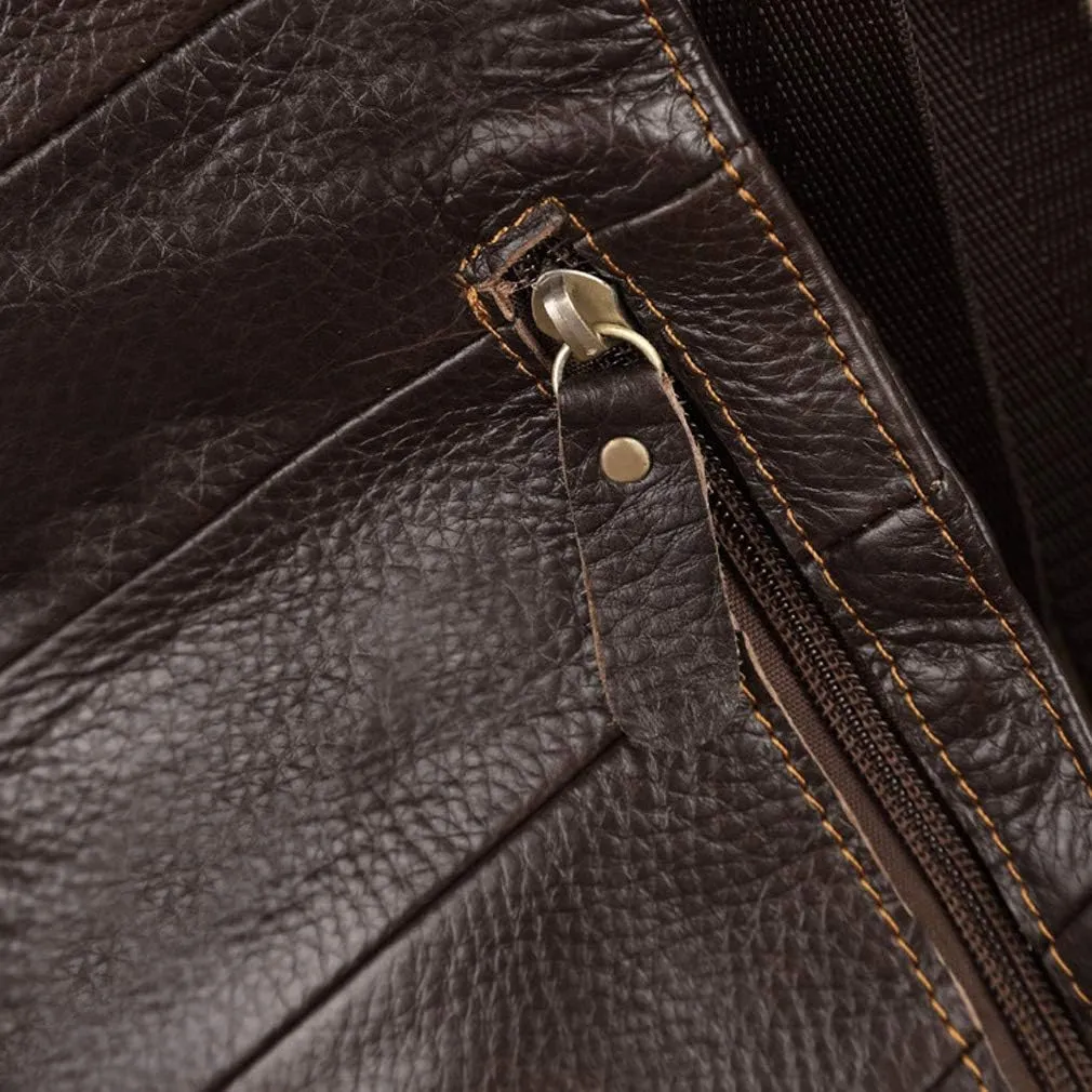 Hebetag Leather Sling Bag Crossbody Backpack for Men Women Travel Outdoor Camping