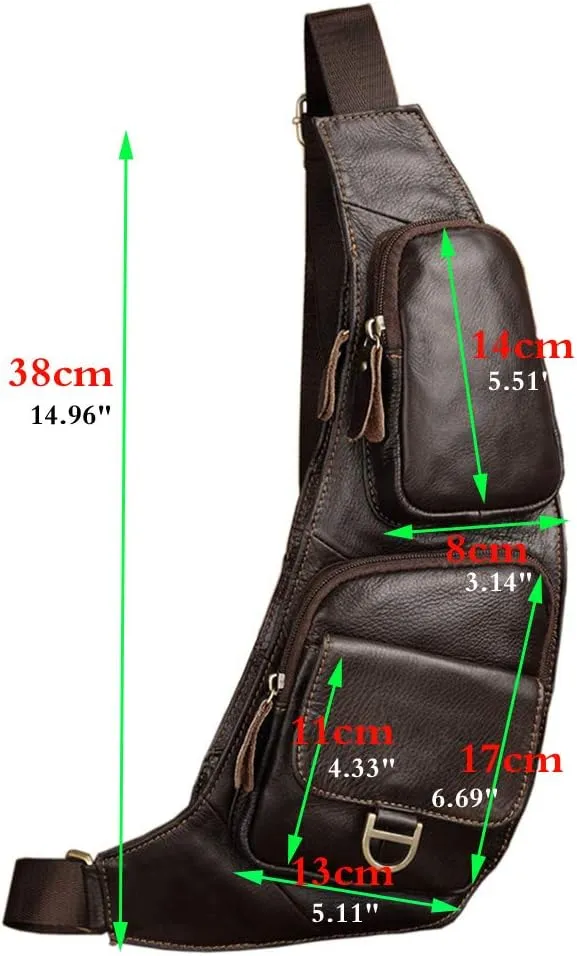 Hebetag Leather Sling Bag Crossbody Backpack for Men Women Travel Outdoor Camping