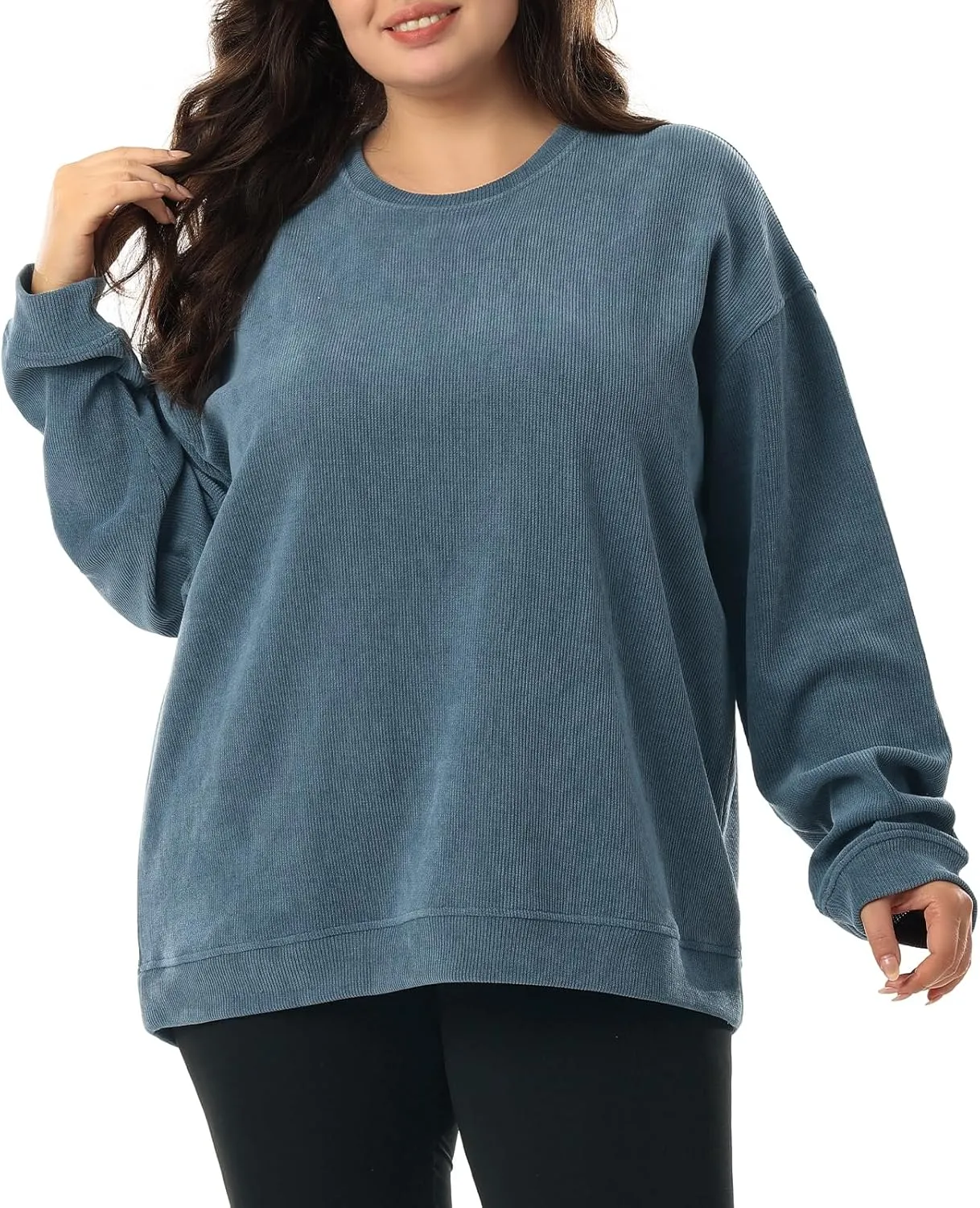HOdo Women's Plus Size Sweatshirts Oversized Pullover Long Sleeve Tops Crew Neck Sweat Shirt Casual Loose Fitting 1X-5X