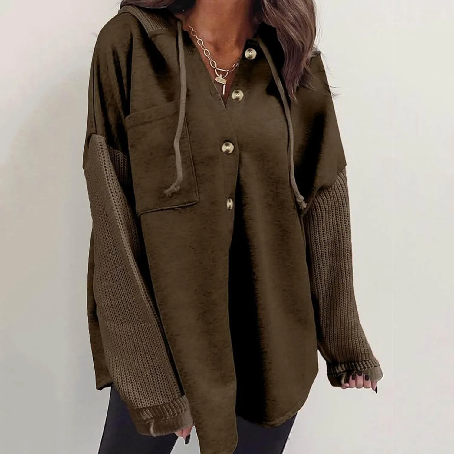 Hoodies for Women Oversized Sweatshirts Womens Loose Fit Casual Long Sleeve Button Hooded Sweatshirt Hoodie with Pockets