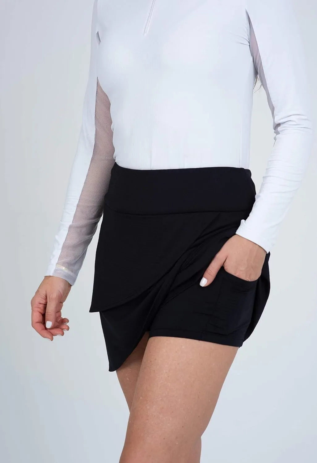IBKUL Athleisure Wear Sun Protective UPF 50  Icefil Cooling Solid Layered Skort - 60000