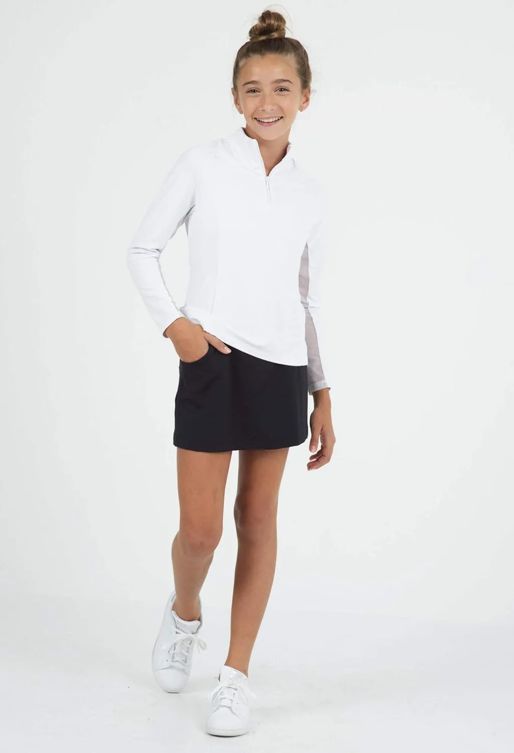 IBKUL Girl's Athleisure Wear Sun Protective UPF 50  Icefil Cooling Tech Quick-Dry Solid Knit Skort - 25000G