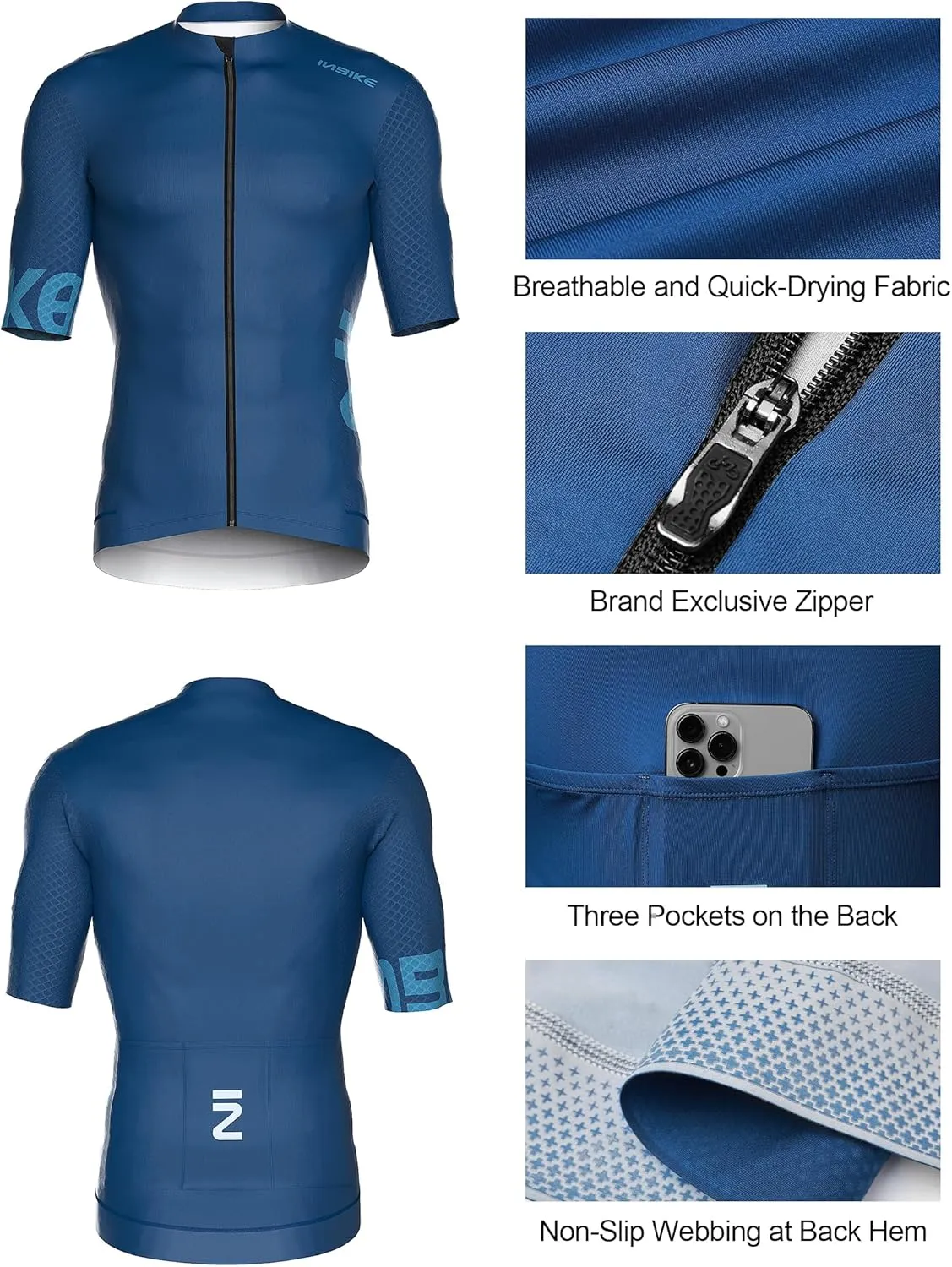INBIKE Cycling Jersey Mens Set Reflective Breathable Biking Outfit Quick-Dry Short Sleeve Bicycle Shorts and Shirts