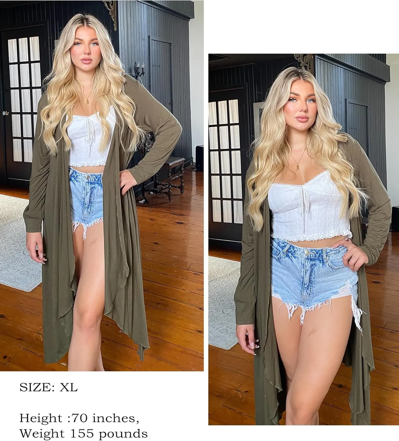 IN'VOLAND Women's Plus Size Cardigan Long Sleeve Open Front Drape Cardigans Lightweight Long DusterL-5XL