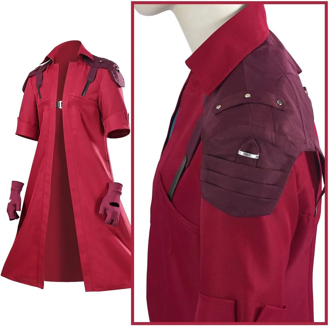 IS MY BIKE OKAY Men Devil Dante Cosplay Costume Jacket Steampunk Outfit Anime Red Trench Coat Gloves Necklace Halloween