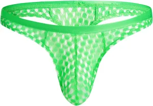 JEsilunmaMY Mens Mesh Hollow Thong Low Waist Bulge Pouch Bikini Briefs Underwear Solid Color See Through Breathable Panties