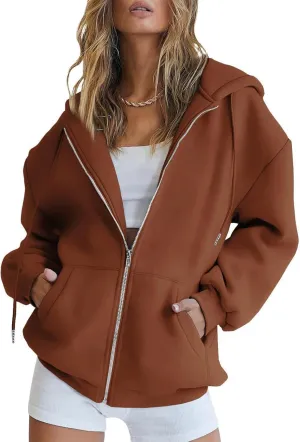 KBLK-JAY Women's Oversized Hoodies Sweatshirts Casual Drawstring Zip Up Teen Girl Fall Jackets Y2K Clothes with Pockets