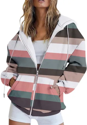 KBLK-JAY Women's Oversized Hoodies Sweatshirts Casual Drawstring Zip Up Teen Girl Fall Jackets Y2K Clothes with Pockets