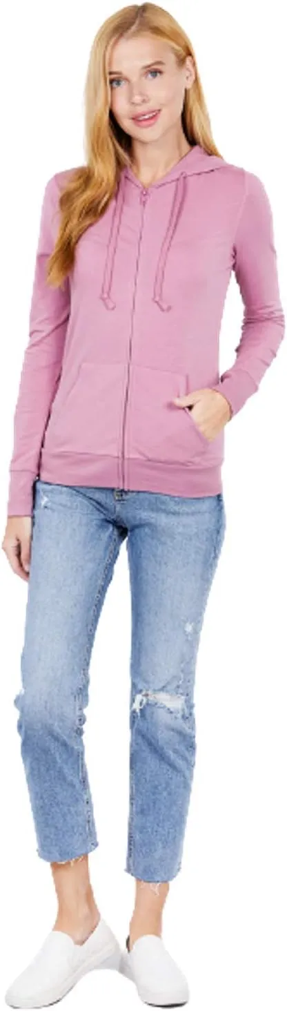 Khanomak Women Full Sleeve Outer Wear Zip Up Hoodie Casual Sweatshirt Jacket