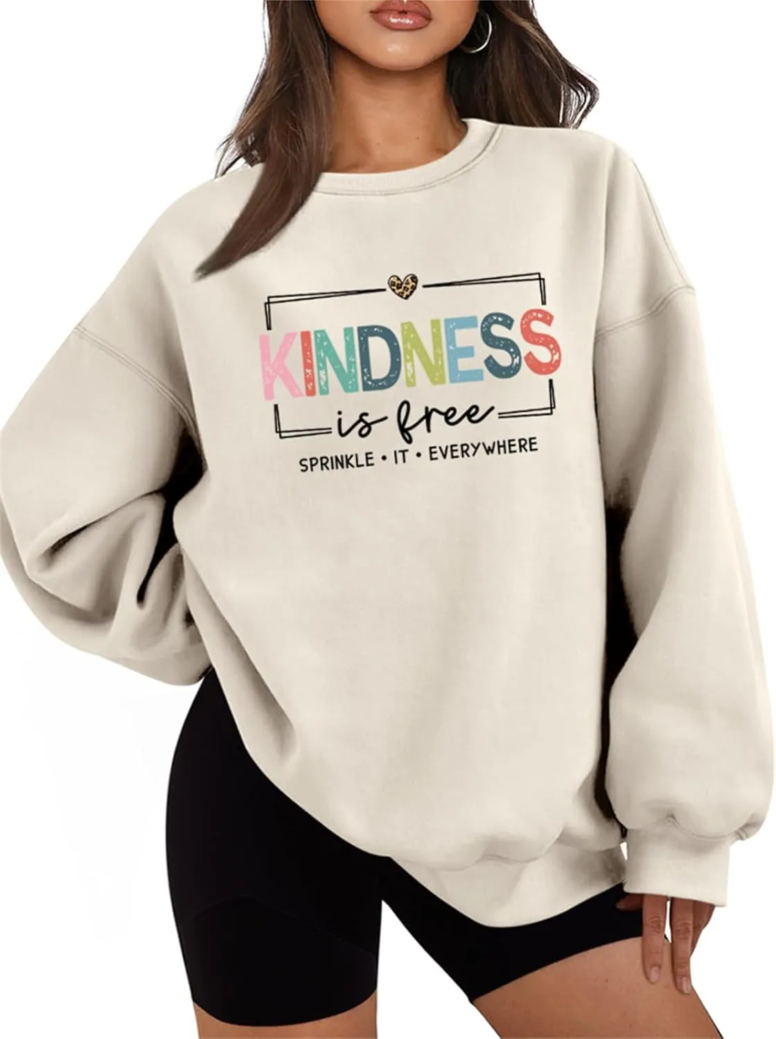 Kindness Is Free Sweatshirt Women Be Kind Fleece Lined Sweatshirt Teacher Teach Inspirational Sayings Pullover Tops