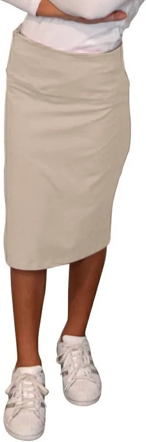 Kosher Casual Kids Big Girls Modest Knee Length Stretch Pencil Skirt in Lightweight Cotton Spandex