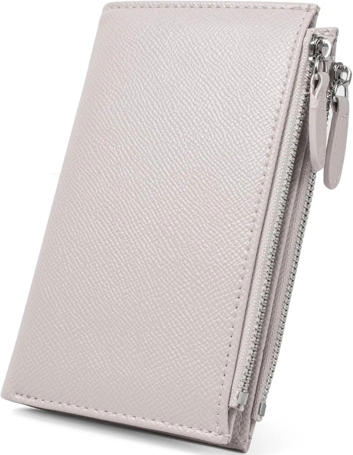 KOTORA Small Wallets for Women Leather RFID Blocking Bifold Zipper Coin Pocket Wallet Card Case Holder Minimalist Clutch Handbag Purse (Medium-Gray)