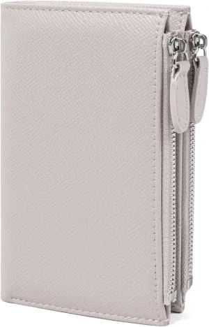 KOTORA Small Wallets for Women Leather RFID Blocking Bifold Zipper Coin Pocket Wallet Card Case Holder Minimalist Clutch Handbag Purse (Medium-Gray)