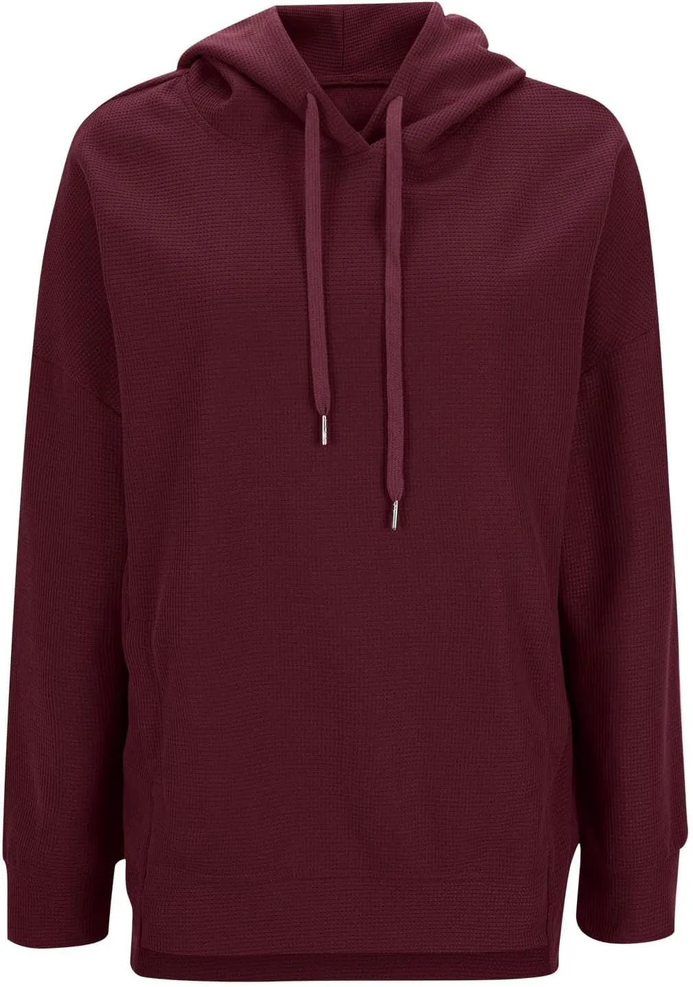 Ladies Oversized Hoodies Casual Long Sleeve Drawstring Waffle Pullover Tops Preppy Sweatshirt Fall Trendy Clothes