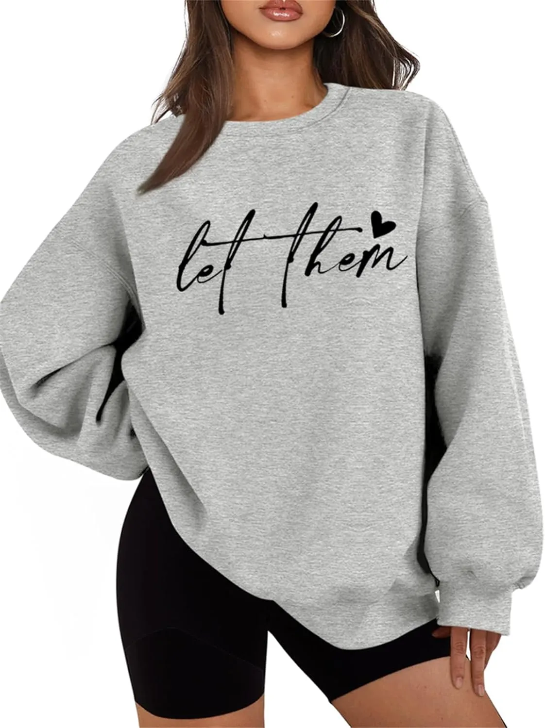 Let Them Sweatshirt for Women Mental Health Fleece Lined Sweatshirt Inspirational Positive Long Sleeve Pullover Tops