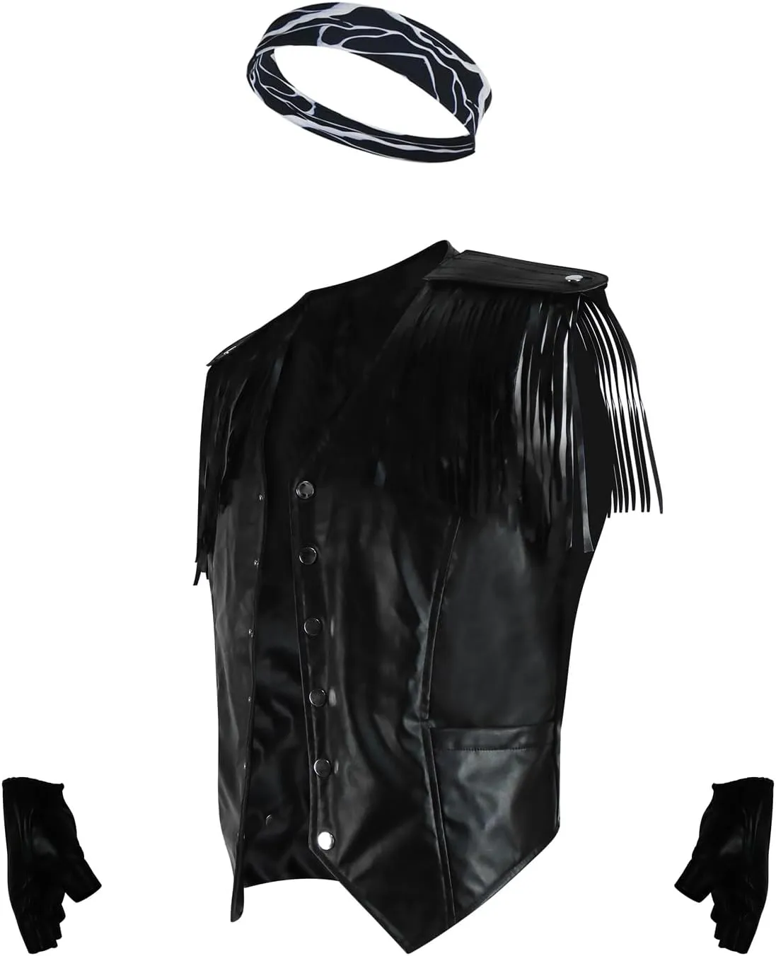 LILLIWEEN Men Cowboy Costume With Scarf Western Long Sleeve Fringe Shirt Halloween Cosplay