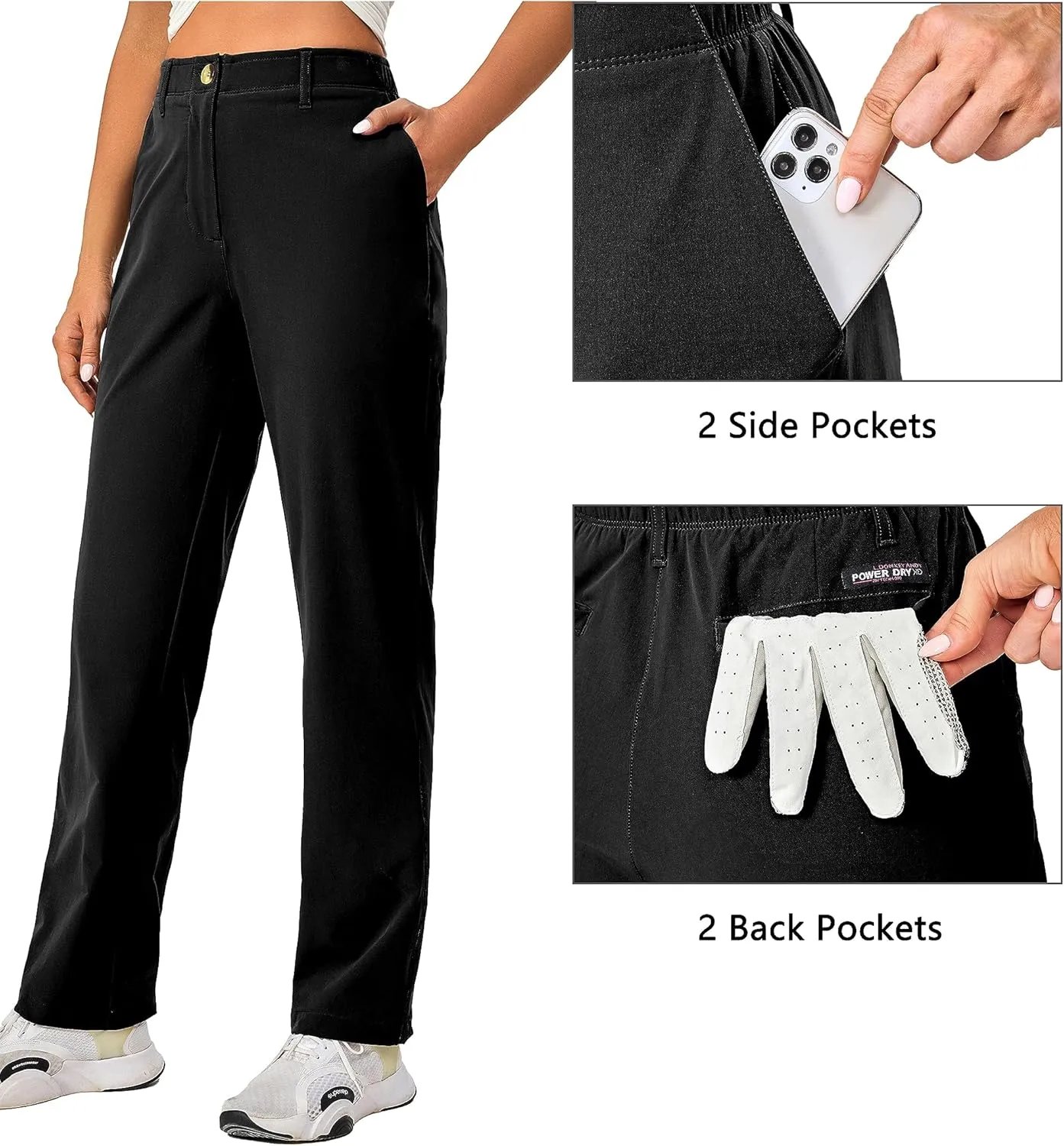 Little Donkey Andy Women's Golf Pants Stretch Quick Dry Lightweight Straight Leg Business Casual Slacks with Pockets