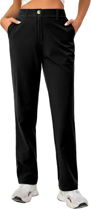 Little Donkey Andy Women's Golf Pants Stretch Quick Dry Lightweight Straight Leg Business Casual Slacks with Pockets