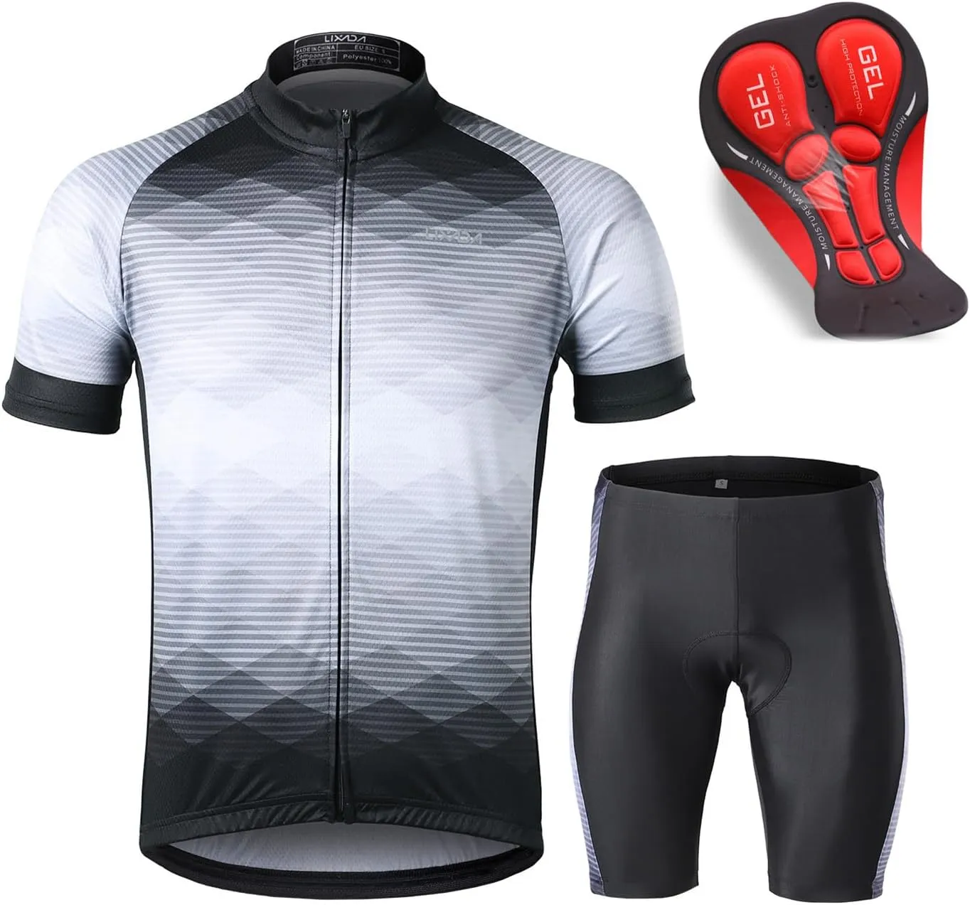 Lixada Men's Cycling Jersey Set Bicycle Short Sleeve Set MTB Bicycle Suit Quick-Dry Breathable Shirt Pants Set