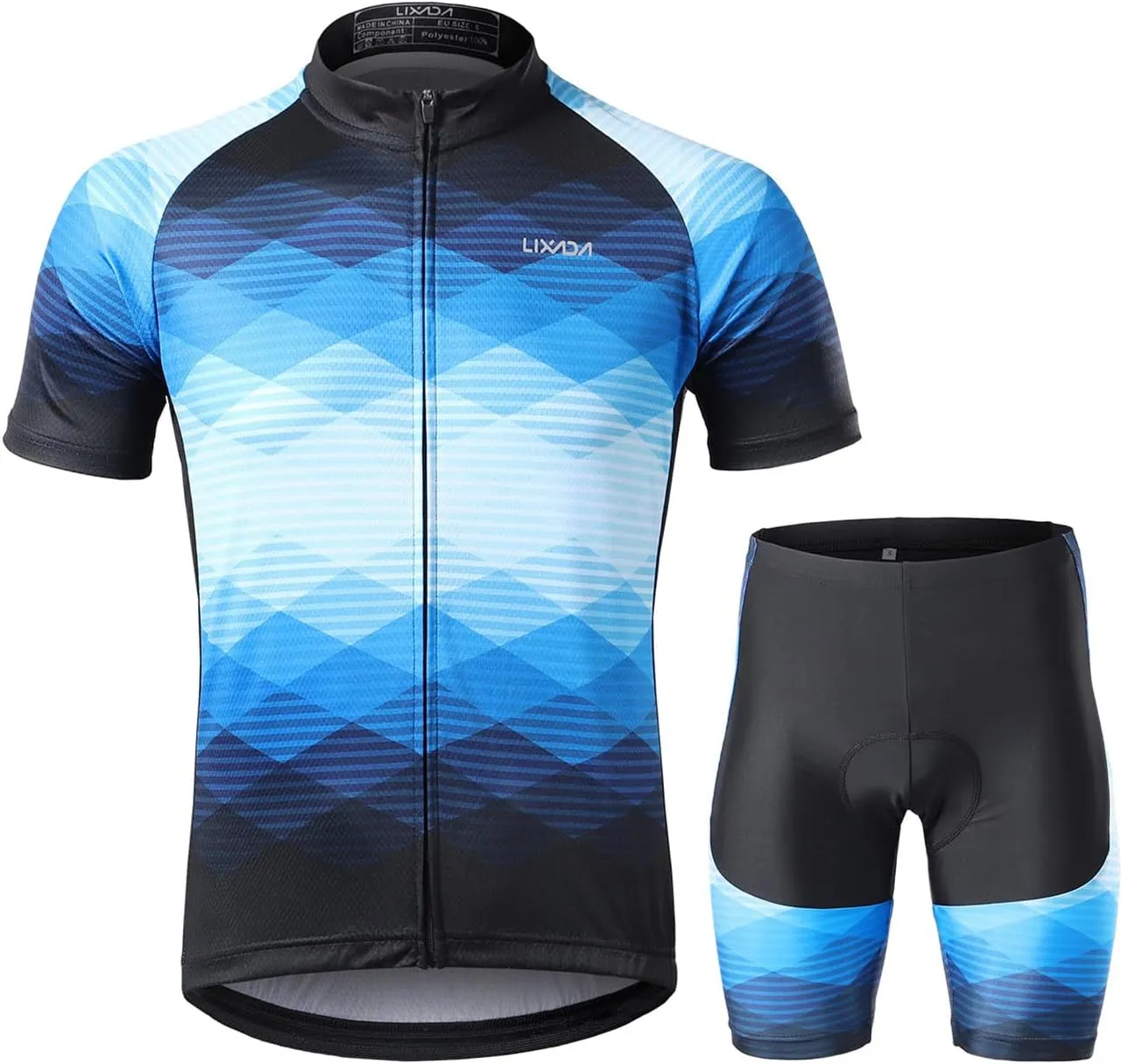 Lixada Men's Cycling Jersey Set Bicycle Short Sleeve Set MTB Bicycle Suit Quick-Dry Breathable Shirt Pants Set