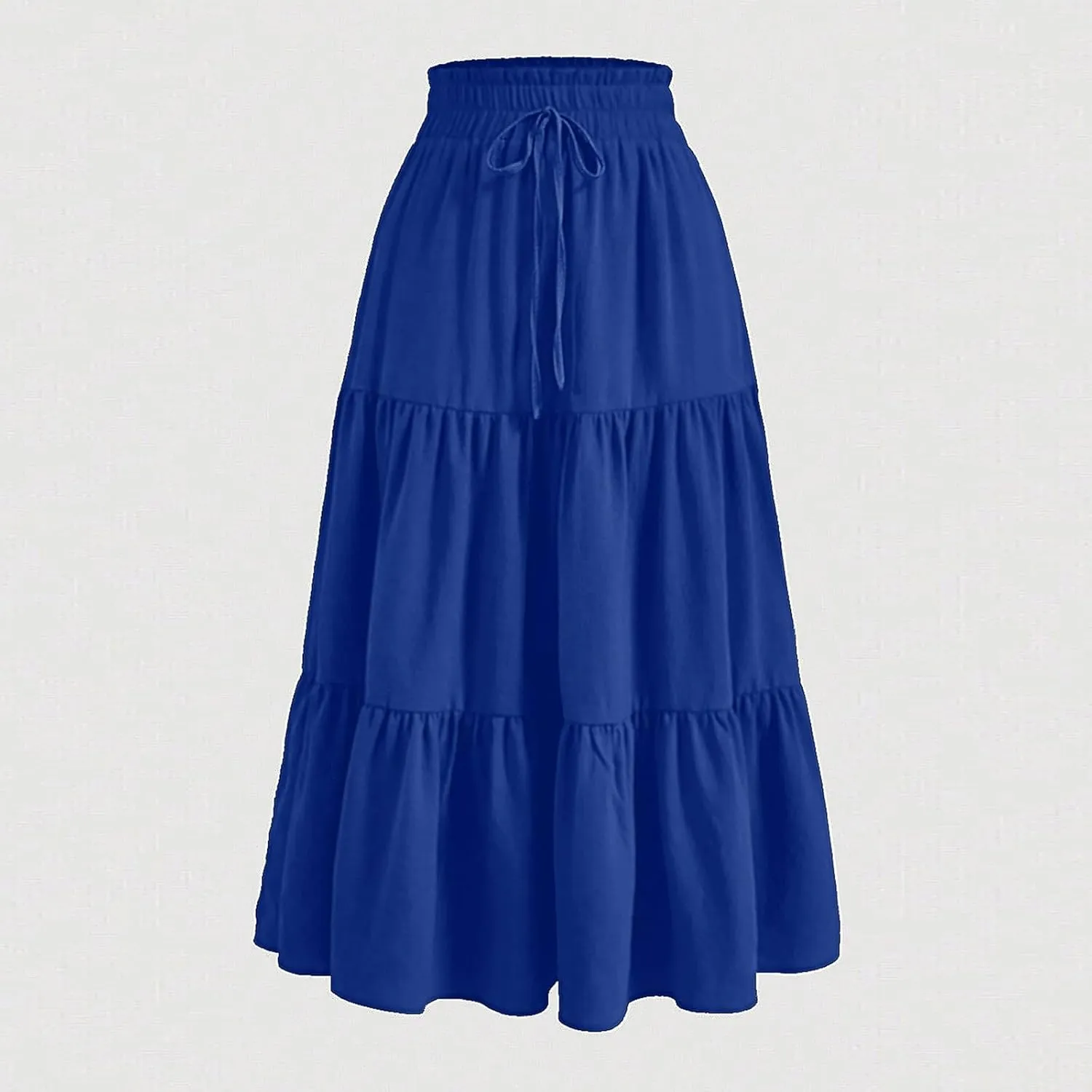 Long Skirts for Women Trendy Flowy Floral Midi Skirt Summer Elastic High Waisted Ruffle Tiered Renaissance Skirt