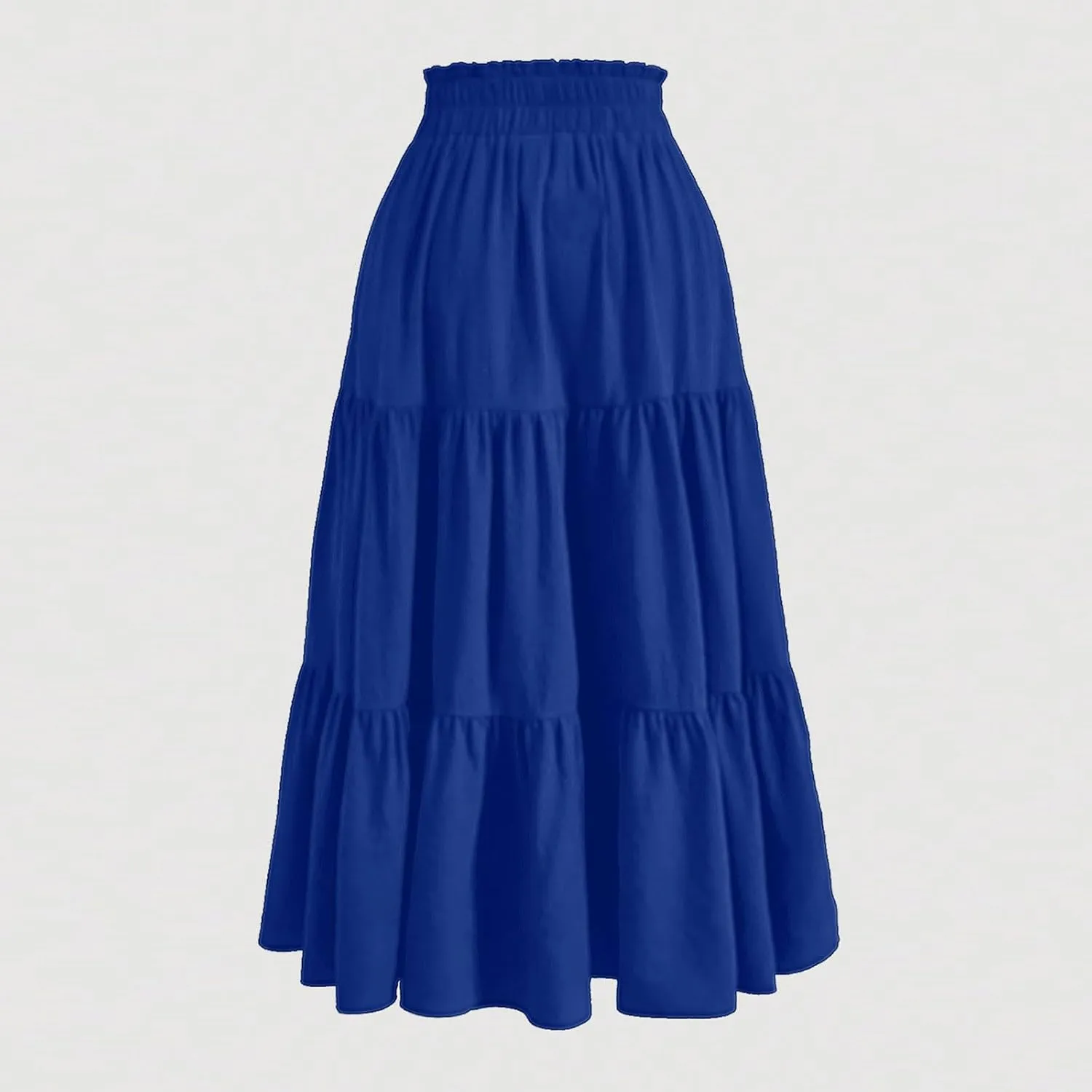 Long Skirts for Women Trendy Flowy Floral Midi Skirt Summer Elastic High Waisted Ruffle Tiered Renaissance Skirt