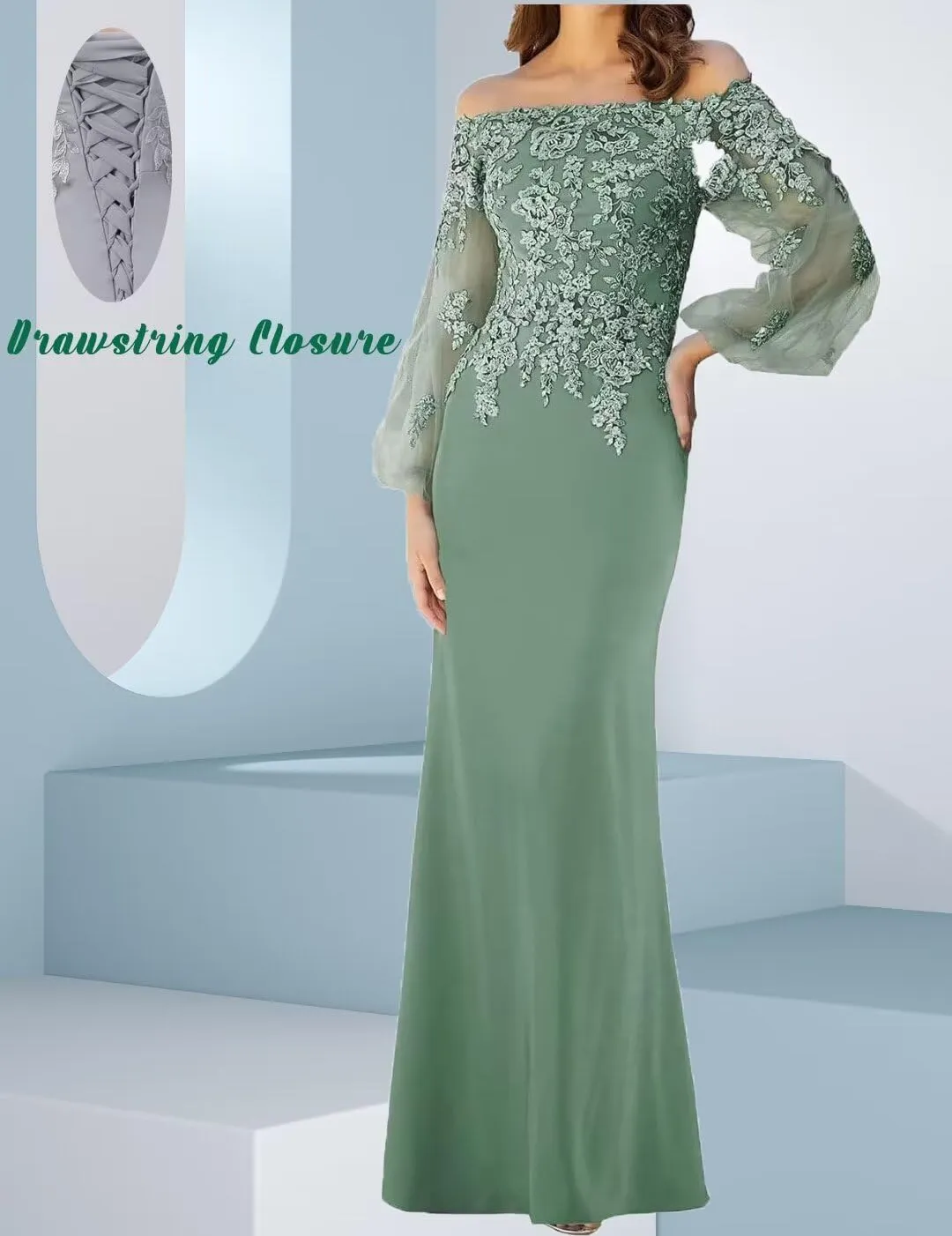 Long Sleeve Plus Size Mother of The Groom Dresses Off Shoulder Chiffon Lace Appliques Mother of Bride Dresses 2024
