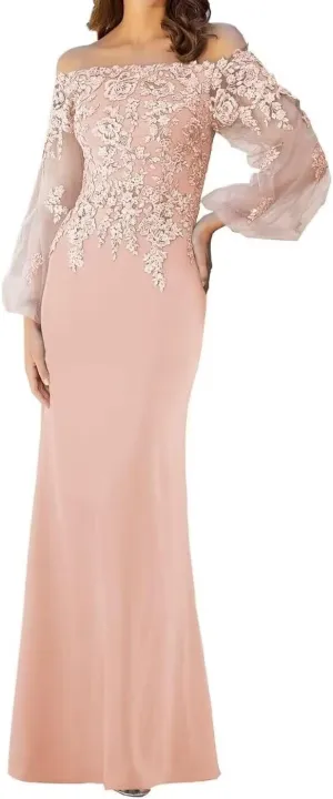Long Sleeve Plus Size Mother of The Groom Dresses Off Shoulder Chiffon Lace Appliques Mother of Bride Dresses 2024