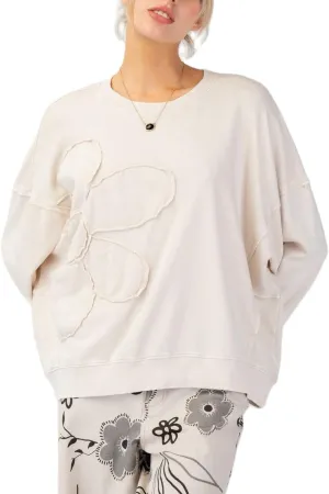 Lordree Women Floral Patchwork Sweatshirt Flower Crewneck Pullover Vintage Color Block Oversized Sweatshirts Streetwear