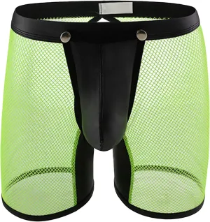 Maiyifu-GJ See Through Underwear for Men Sexy Mesh Breathable Shorts Briefs Faux Leather Short Pants Fishnet Panties
