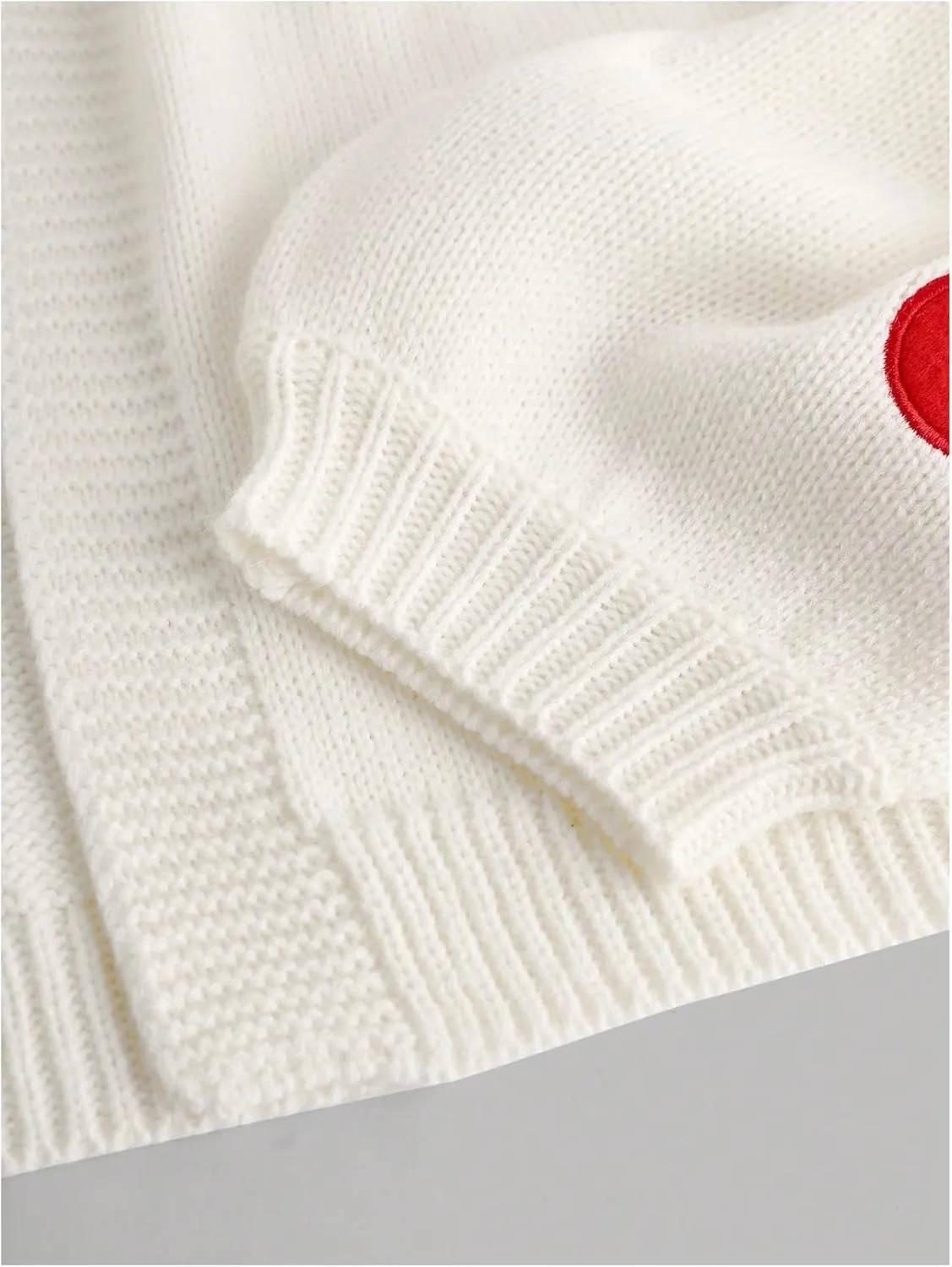 MakeMeChic Girl's Cherry Embroidery Open Front Sweater Cardigan Long Sleeve Cute Lightweight Cardigans