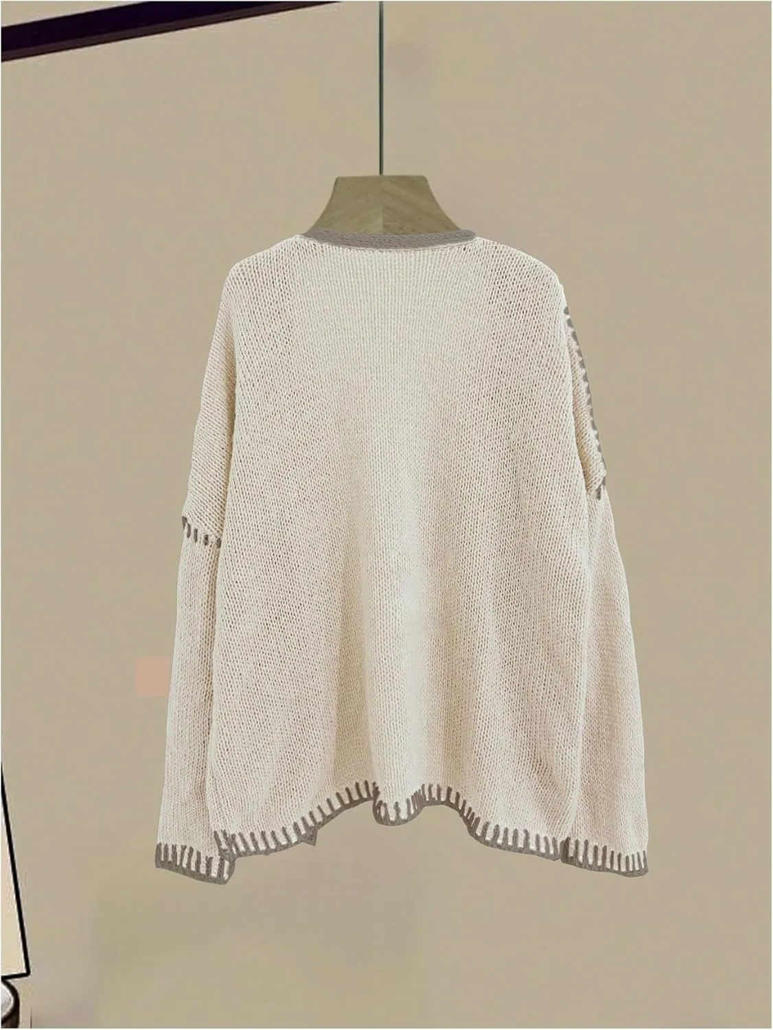 MakeMeChic Women's Open Front Lantern Long Sleeve Cardigan Sweater Chunky Knit Oversized Cardigans