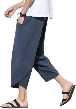 Men Chinese Style Cotton Linen Harem Pants Mens Retro Streetwear Beach Pants Male Casual Summer Trousers