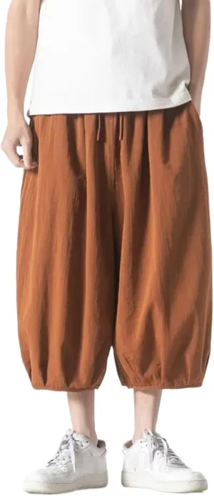 Men Harajuku Harem Pants Mens Summer Cotton Linen Joggers Pants Male Vintage Chinese Style Trousers