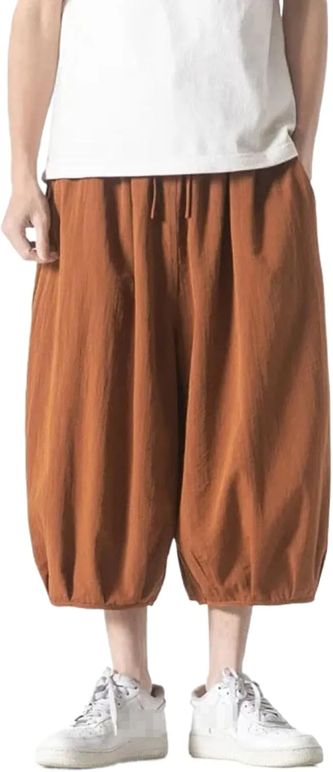 Men Harajuku Harem Pants Mens Summer Cotton Linen Joggers Pants Male Vintage Chinese Style Trousers