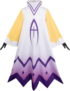 Mens Cosplay Costume White Golden Cloak Robe Dress Suit Outfit with Gloves Halloween