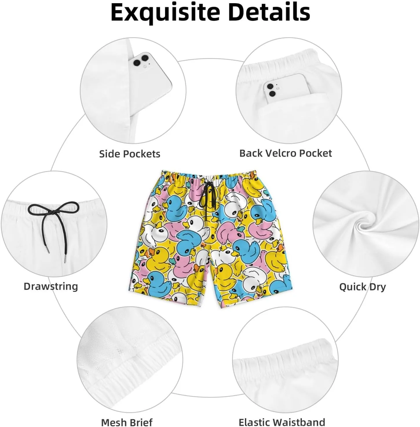 Mens Swim Trunks Quick Dry Swim Shorts with Mesh Lining Breathable Men's Beach Pants Swimwear Bathing Suits