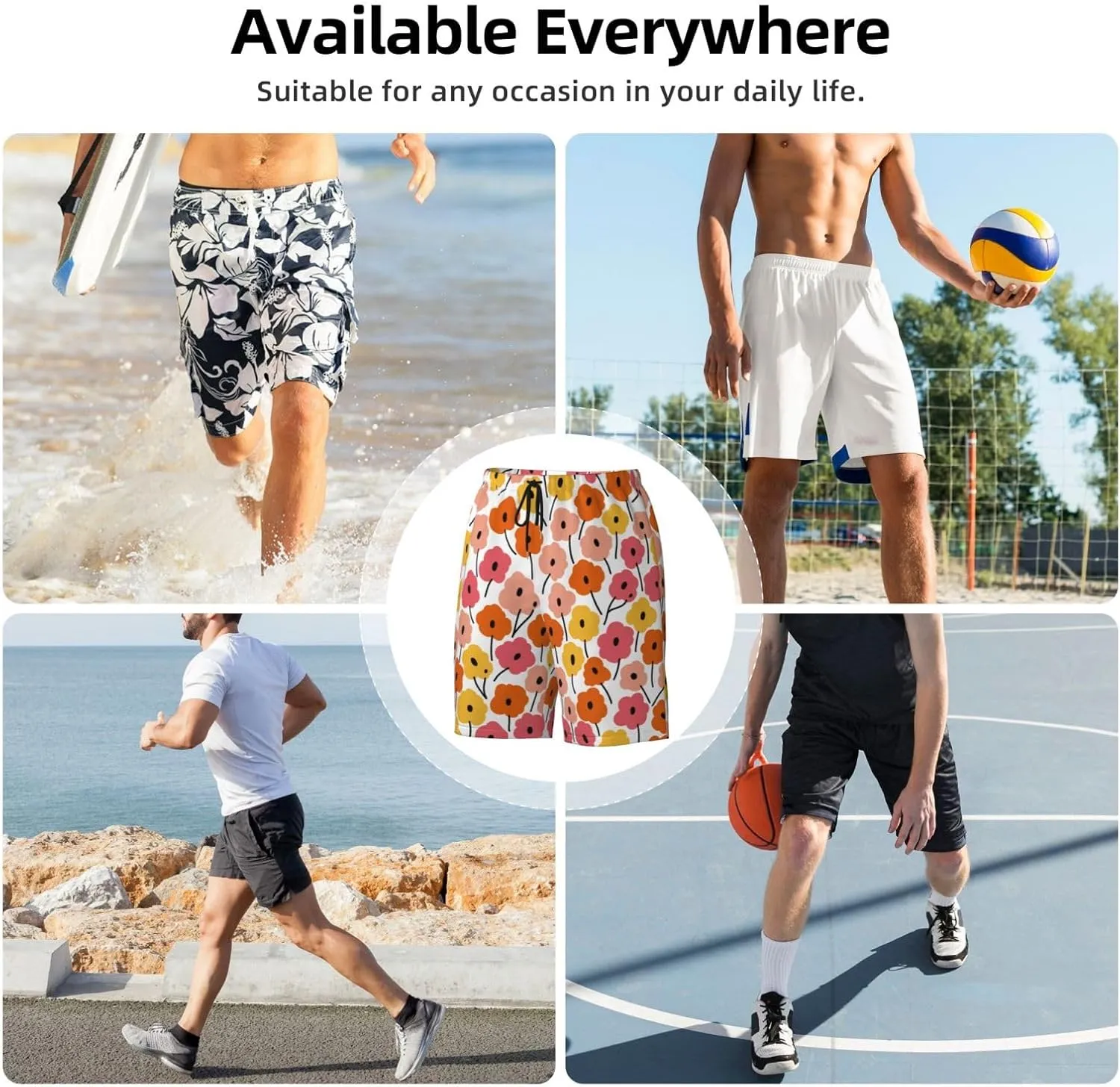 Mens Swim Trunks Quick Dry Swim Shorts with Mesh Lining Breathable Men's Beach Pants Swimwear Bathing Suits