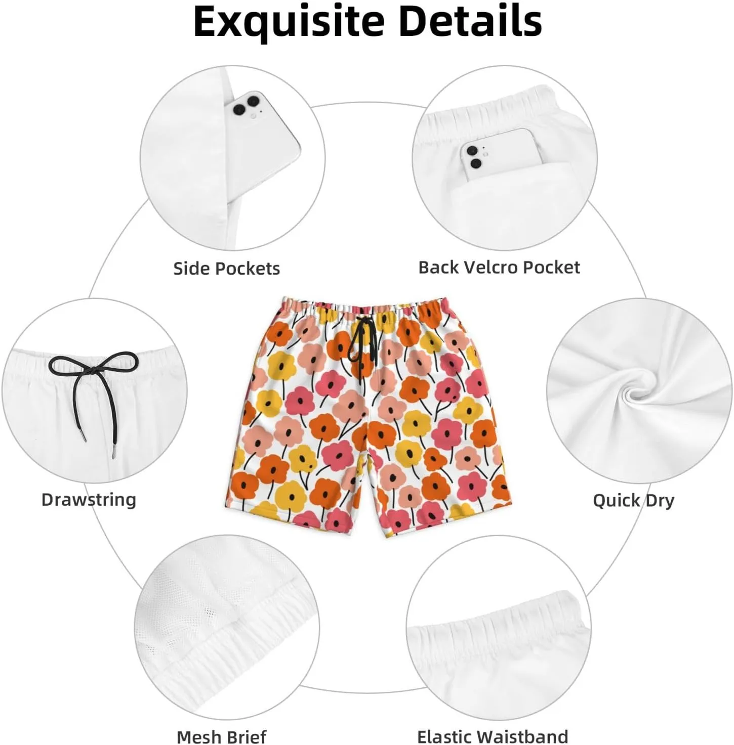 Mens Swim Trunks Quick Dry Swim Shorts with Mesh Lining Breathable Men's Beach Pants Swimwear Bathing Suits