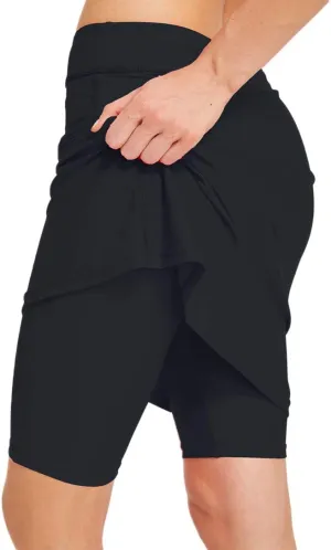 Micosuza Womens Skirted Swim Short Sun Protective UPF 50  Swimming Bottom with Attached Skirt