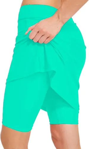 Micosuza Womens Skirted Swim Short Sun Protective UPF 50  Swimming Bottom with Attached Skirt